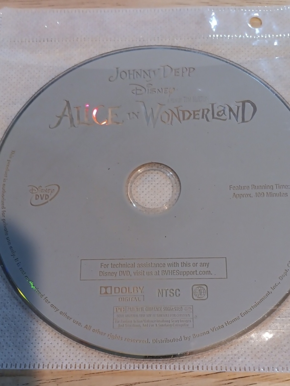 Disney Alice in Wonderland DVD *NO CASE*